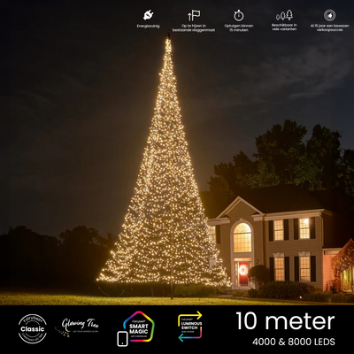 Vlaggenmast kerstverlichting 10 meter