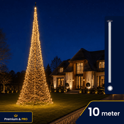Polyester vlaggenmast 10 meter incl. kerstverlichting