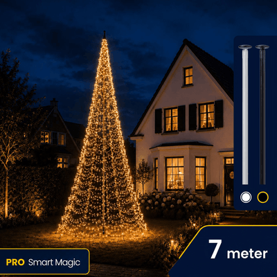Polyester vlaggenmast 7 meter incl. kerstverlichting