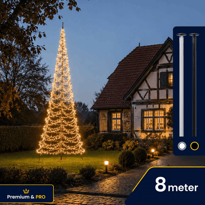 Polyester vlaggenmast 8 meter incl. kerstverlichting