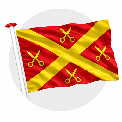 Vlag Batenburg wapperend aan witte vlaggenstok