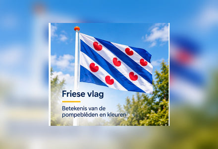Friese vlag met zeven rode pompeblêden