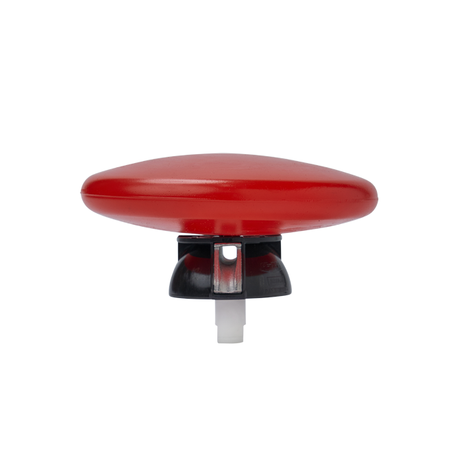 Oranje platte knop zwarte onderkant