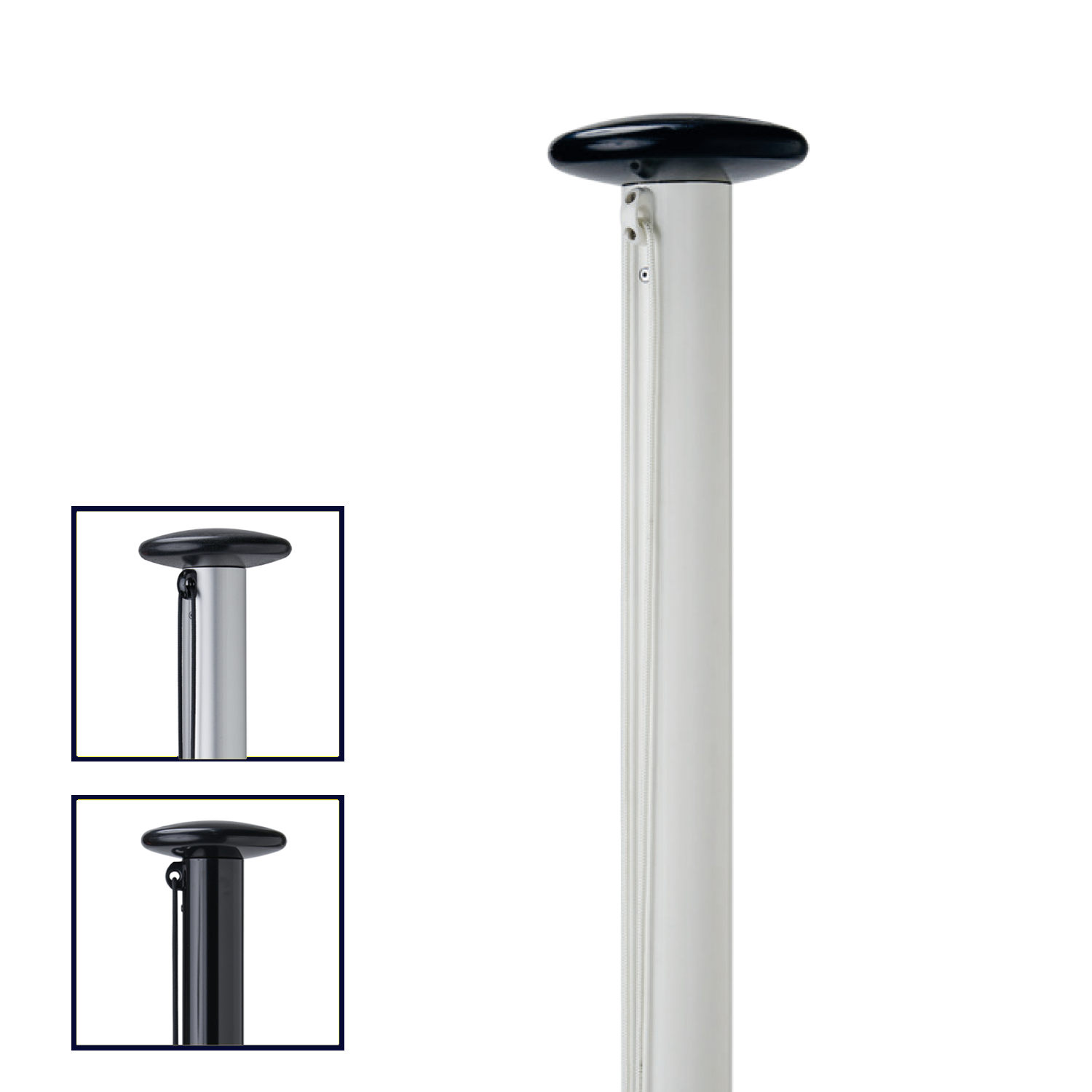 Aluminium vlaggenmast 4 meter met liersysteem en inwendig koord