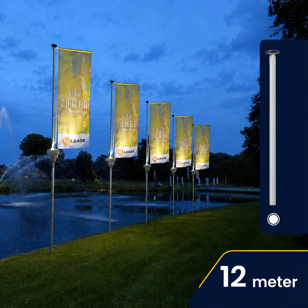 Baniermast 12 meter met PoleLED verlichting