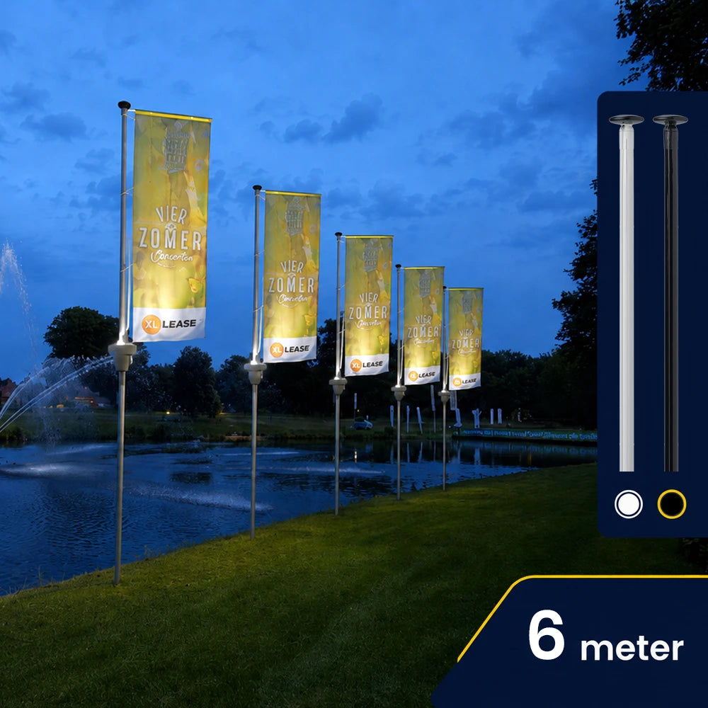 Baniermast 6 meter met PoleLED verlichting