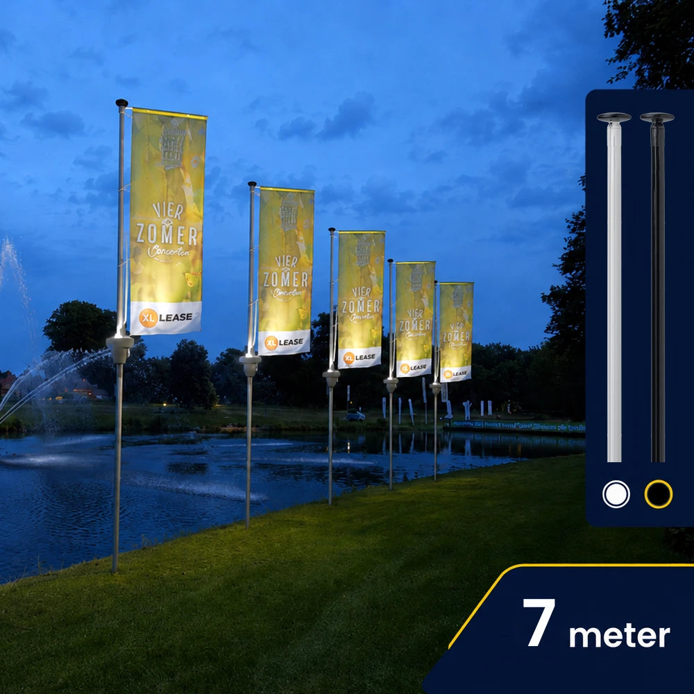 Baniermast 7 meter met PoleLED verlichting