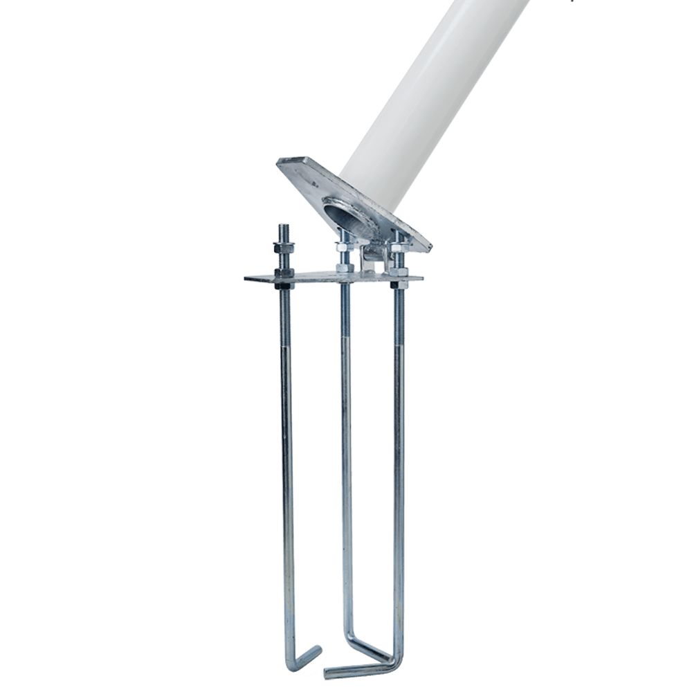 Kantelvoet voor witte aluminium vlaggenmast RAL 9010