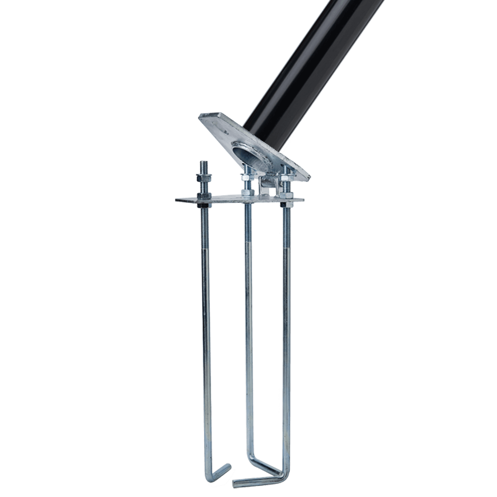 Kantelvoet voor zwarte aluminium vlaggenmast 4 t/m 8 meter RAL 9005