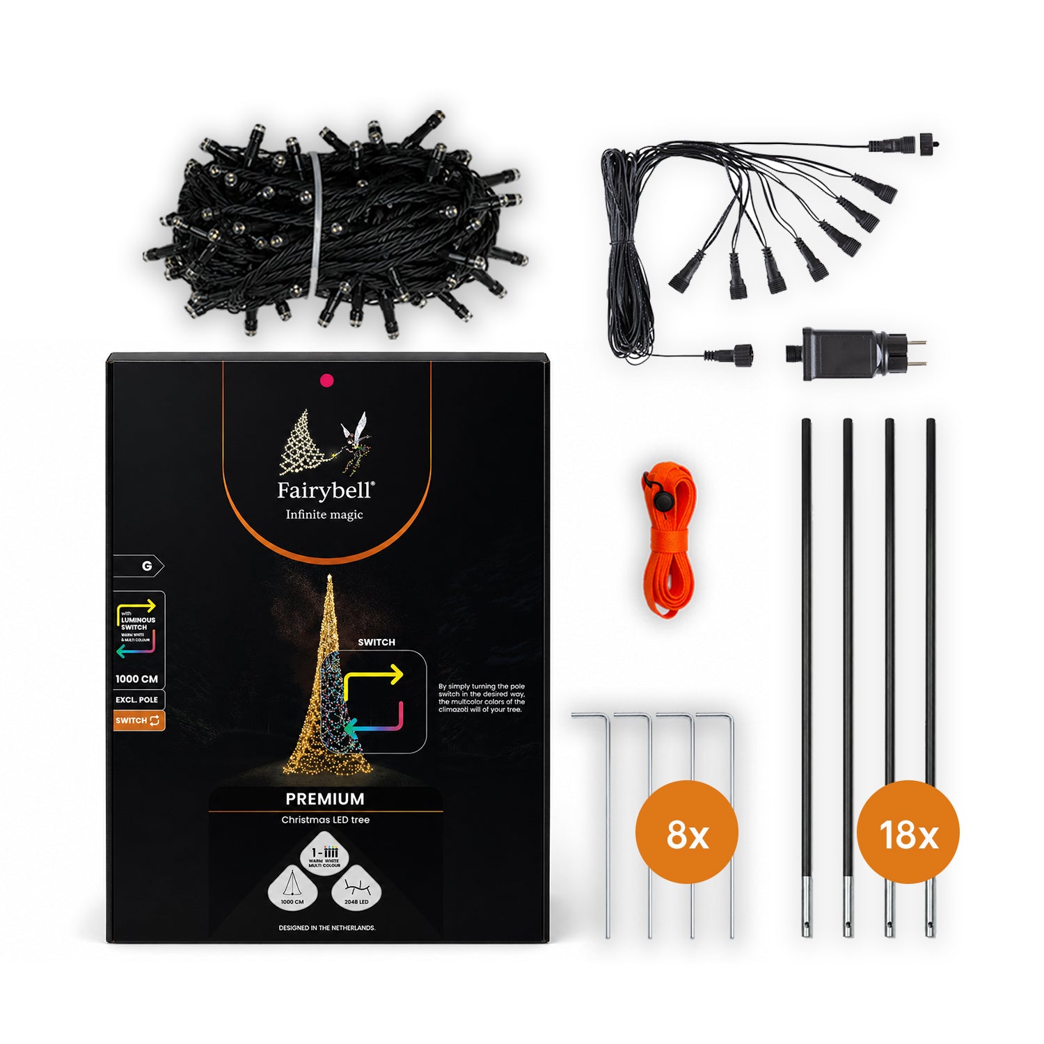 Verpakkingsinhoud van Fairybell Premium 10 meter - 2048 LED