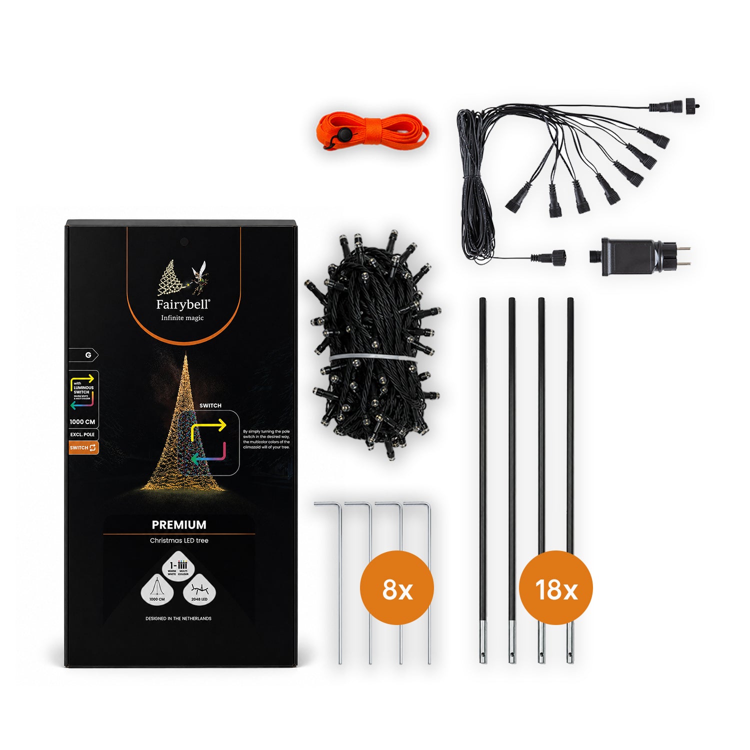Verpakkingsinhoud van Fairybell Premium 10 meter - 8000 LED