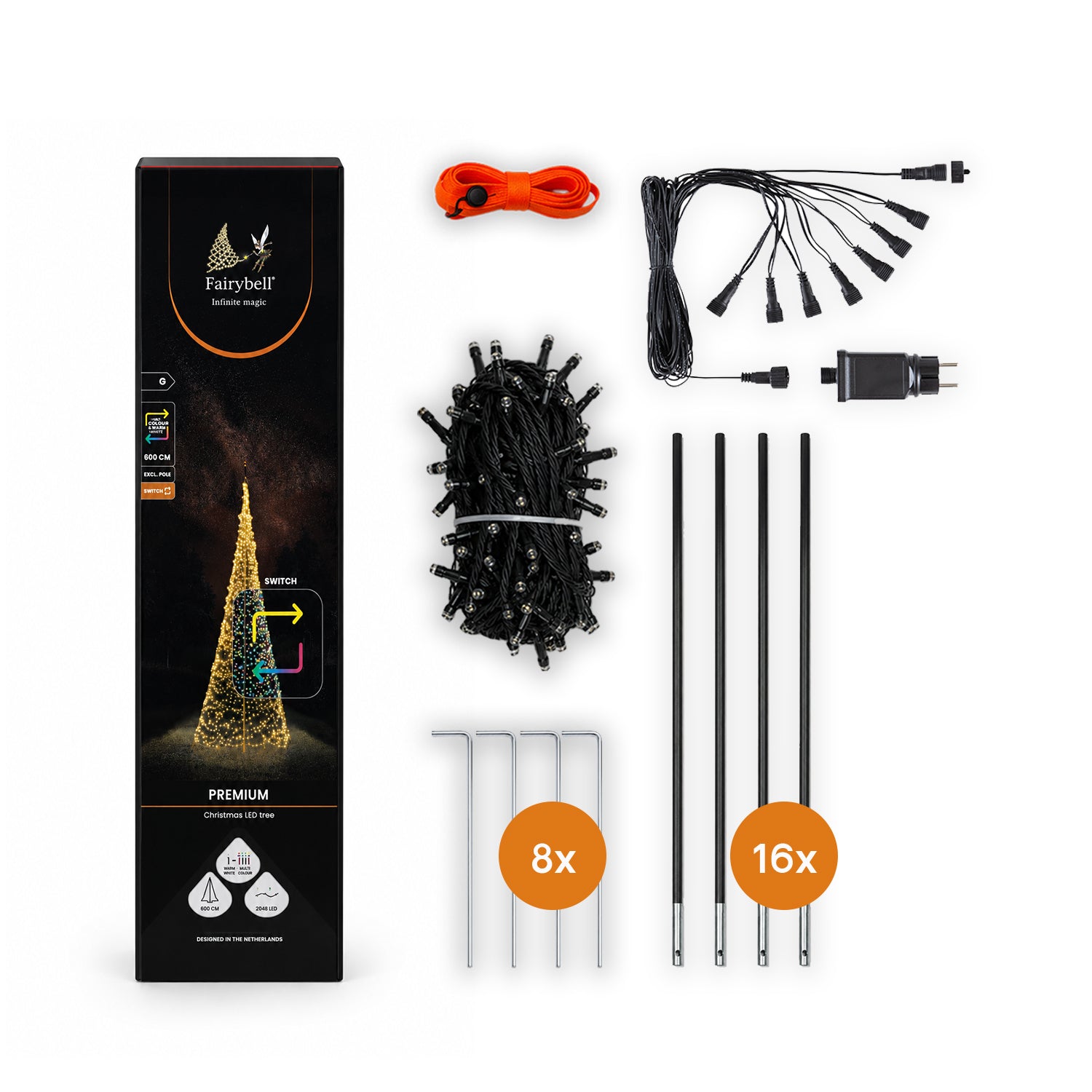 Verpakkingsinhoud van Fairybell Premium 6 meter - 2048 LED