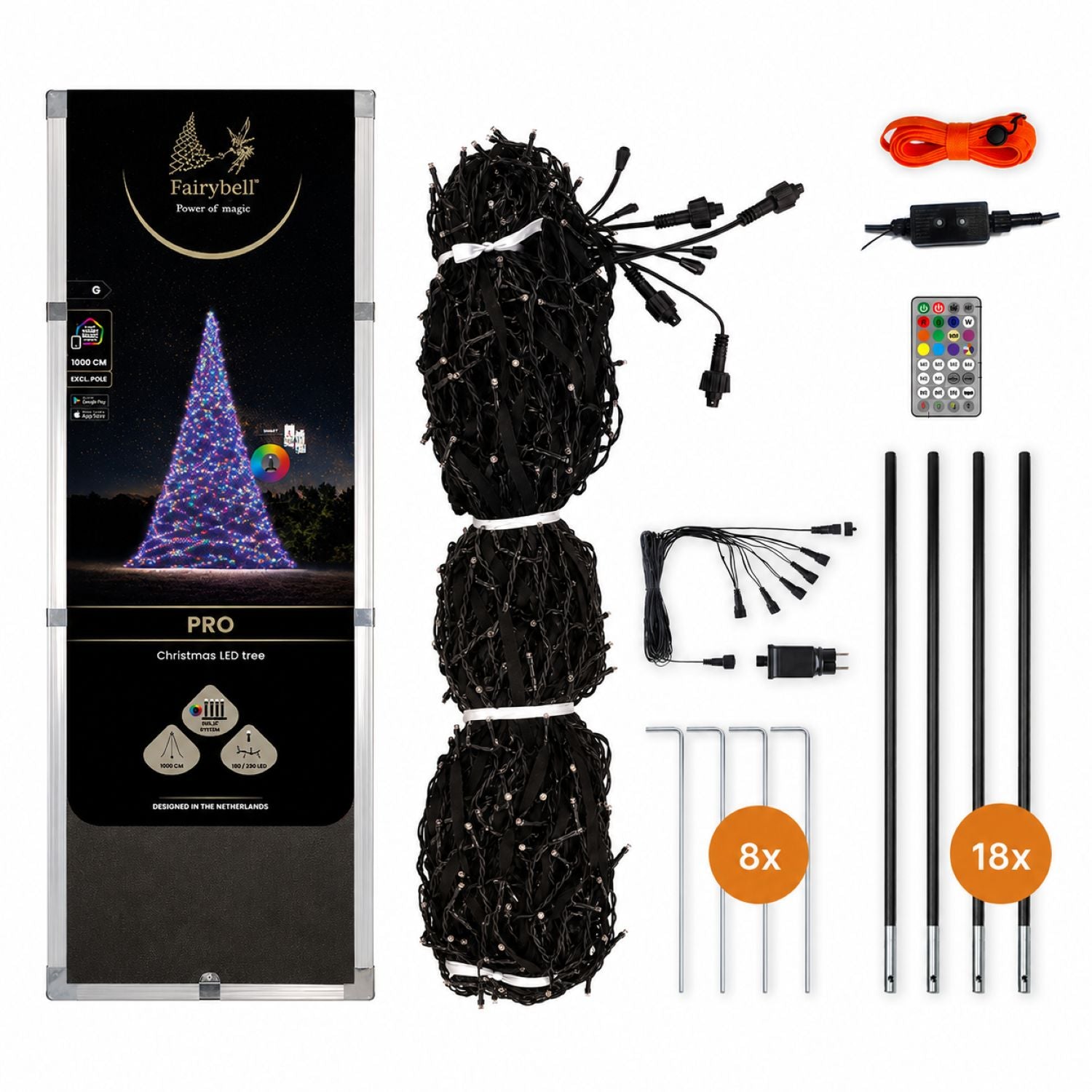 Verpakkingsinhoud van Fairybell PRO 10 meter - 1792 LED RGBW