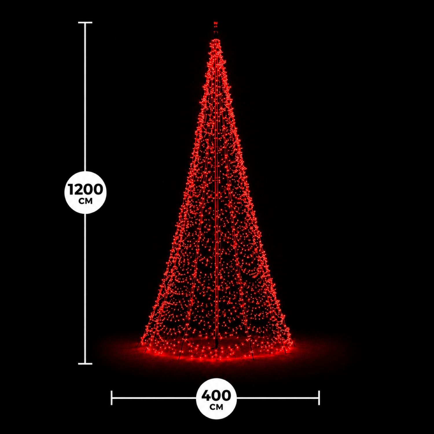Afmetingen van Fairybell PRO 12 meter - 2048 LED RGBW
