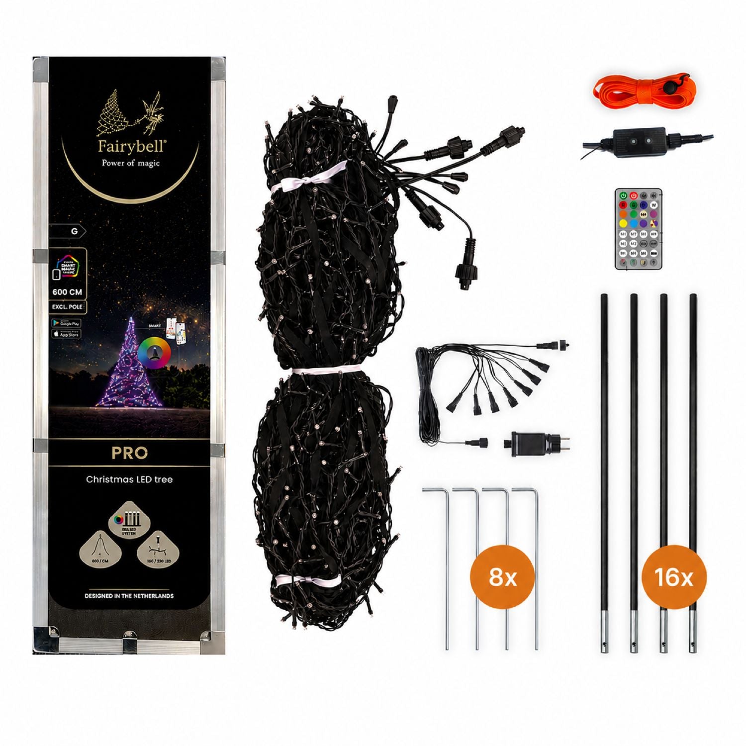 Verpakkingsinhoud van Fairybell PRO 6 meter - 1152 LED RGBW
