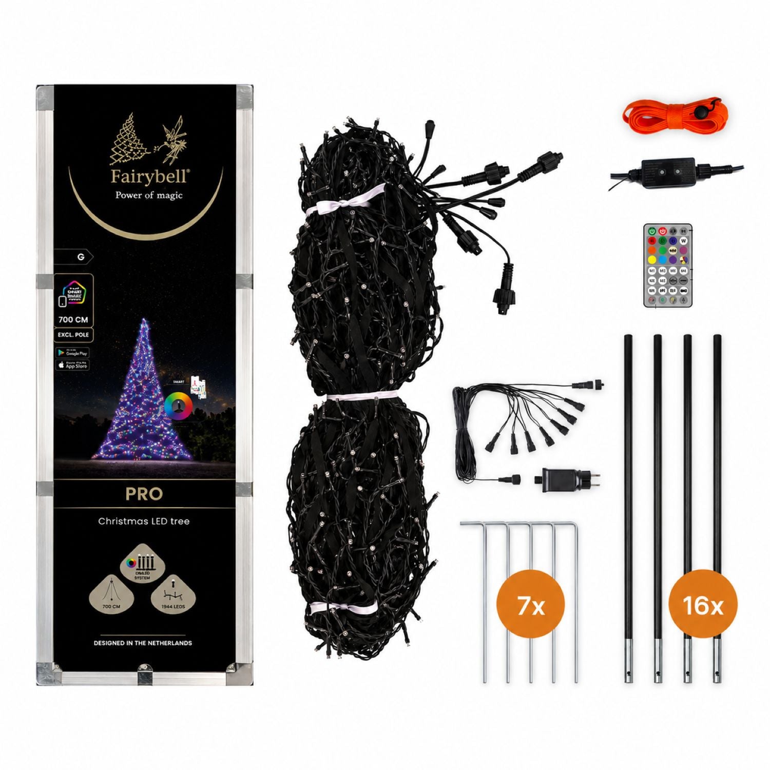 Verpakkingsinhoud van Fairybell PRO 7 meter - 1344 LED RGBW