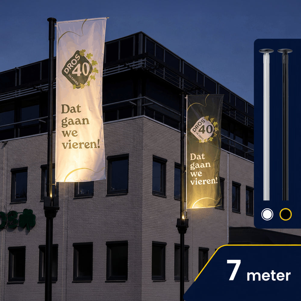 PRO hijsbare baniermast 7 meter met PoleLED verlichting