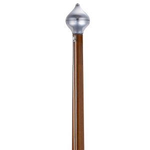 Vlaggenmast hout blank gelakt met zilverkleurige peervormige knop