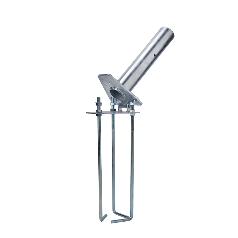 Kantelvoet voor zilver geanodiseerde aluminium vlaggenmast 4 meter