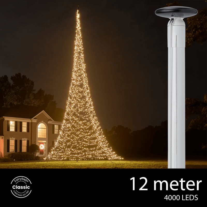 Polyester vlaggenmast 12 meter met Fairybell kerstverlichting