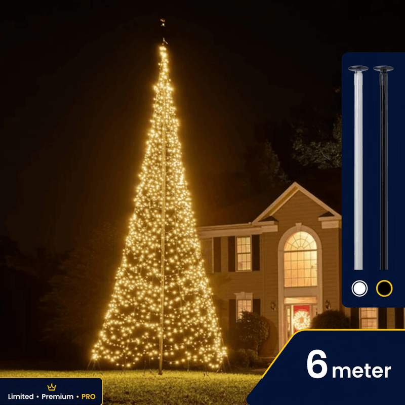 Polyester vlaggenmast 6 meter met Fairybell kerstverlichting