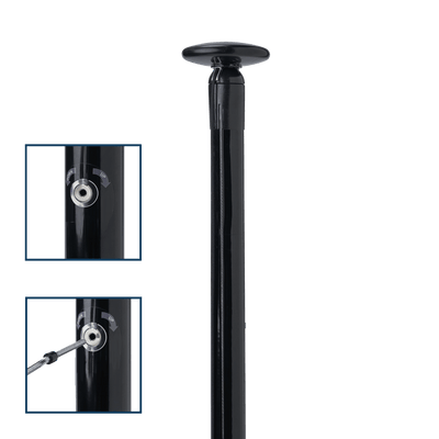 Polyester vlaggenmast met AD liersysteem met intern koord zwart RAL 9005