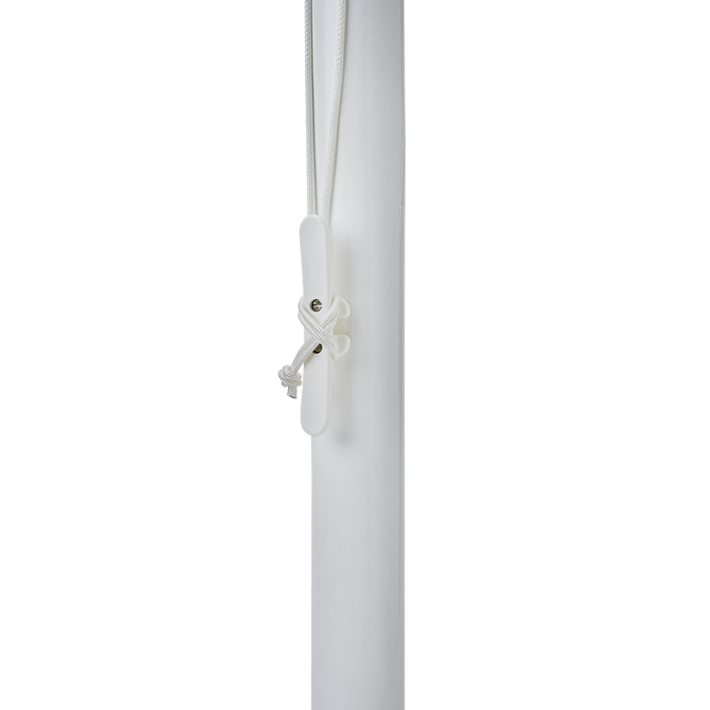 Witte polyester vlaggenmast met mastknop, kikker en koord