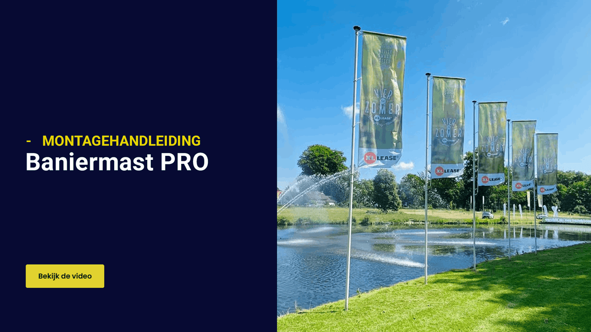 Hijsbare baniermast PRO met hijsbare banieruithouder