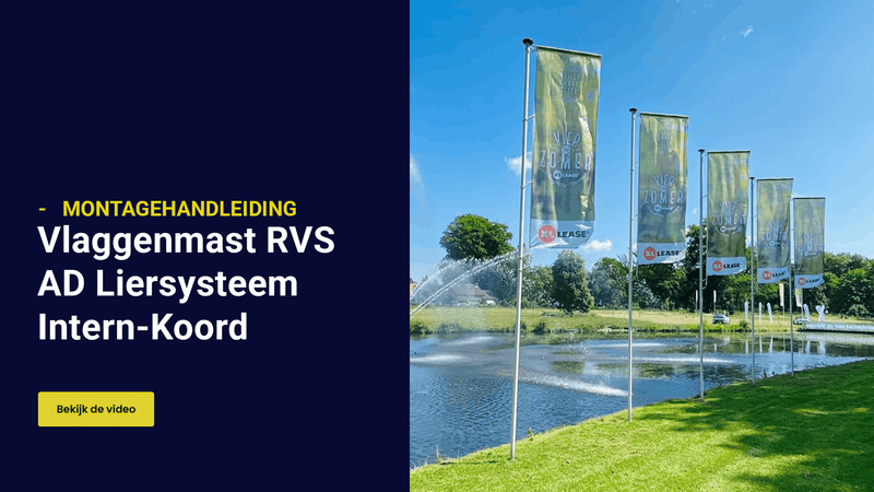 Vlaggenmast met RVS AD liersysteem intern koord