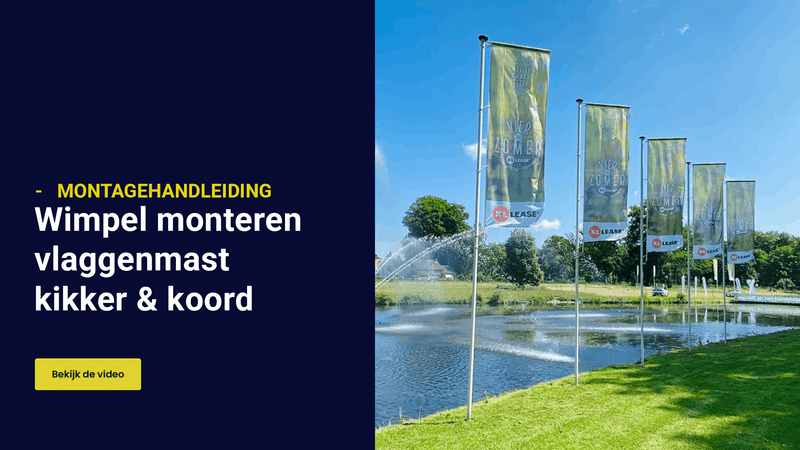 Wimpel bevestigen aan een vlaggenmast met kikker en koord.