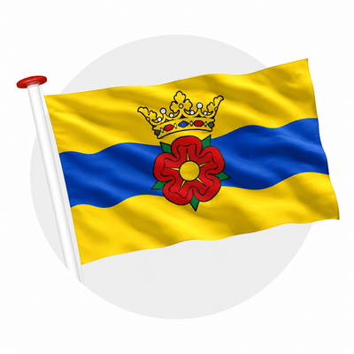 Vlag Acquoy wapperend aan witte vlaggenstok