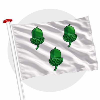 Vlag Akersloot wapperend aan witte vlaggenstok