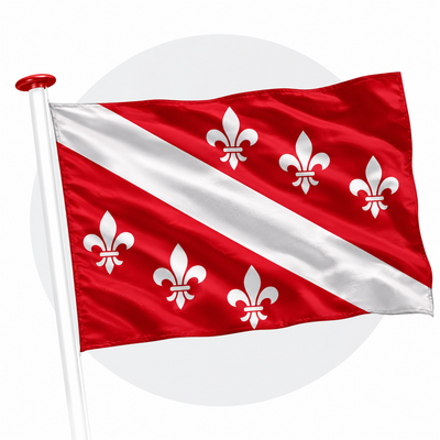 Vlag Amerongen wapperend aan witte vlaggenstok