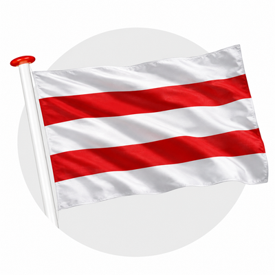 Vlag Ammerzoden wapperend aan witte vlaggenstok