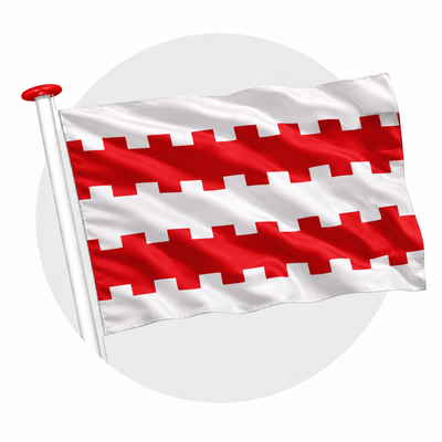 Vlag Arkel wapperend aan witte vlaggenstok