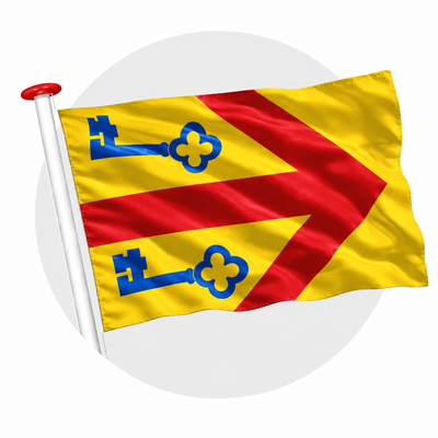 Vlag Axel wapperend aan witte vlaggenstok