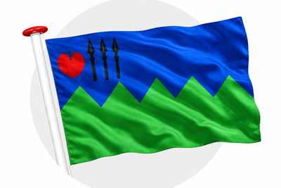 Vlag Bantega wapperend aan witte vlaggenstok
