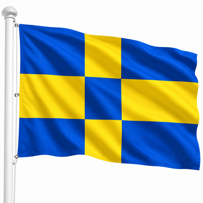 Vlag Berkel-Enschot wapperend aan witte vlaggenmast