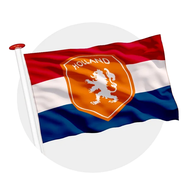 Nederland voetbalvlag – Oranje schild R-W-B