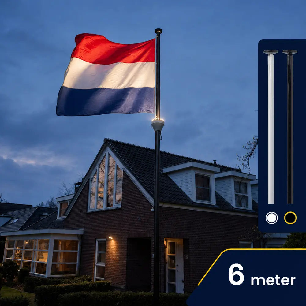 Vlaggenmast 6 meter met PoleLED verlichting