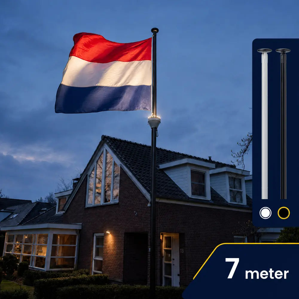 Vlaggenmast 7 meter met PoleLED verlichting