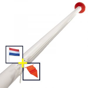 Conische vlaggenmast aanbieding incl. NL vlag en oranje wimpel