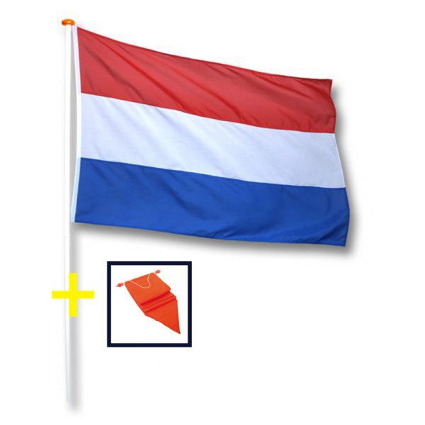 vlag Nederland met oranje wimpel